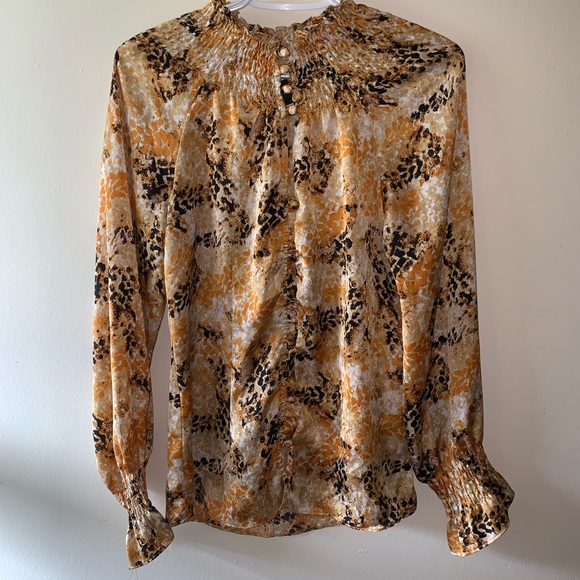 Essentials | Black & Orange Print Blouse - Picture 2 of 7